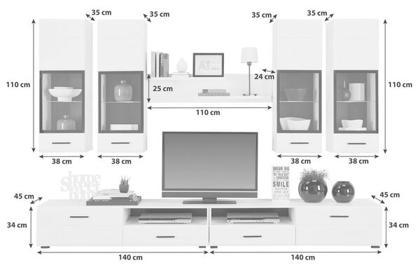 Mömax Dnevni Regal Attac 4, Bela, Črna, Led