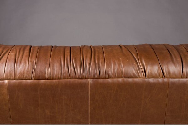 Rjava usnjena sedežna garnitura 214 cm Douglas – Dutchbone