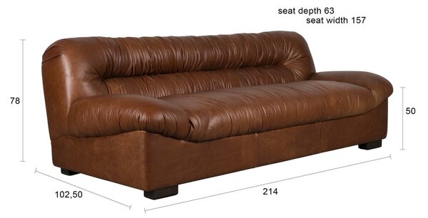 Rjava usnjena sedežna garnitura 214 cm Douglas – Dutchbone