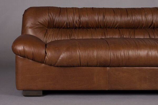 Rjava usnjena sedežna garnitura 214 cm Douglas – Dutchbone