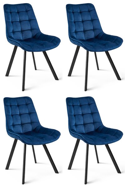 Jedilni stol SORIA VELVET s črnimi nogami, moder