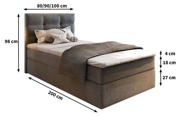 Oblazinjena postelja boxspring GLORIEN 80x200 cm vijolična Vzmetnica: Vzmetnica Bonell