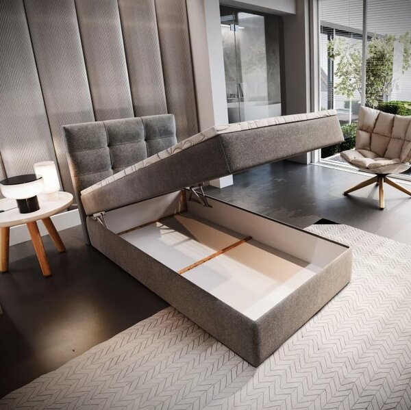 Oblazinjena postelja boxspring GLORIEN 80x200 cm vijolična Vzmetnica: Vzmetnica Bonell