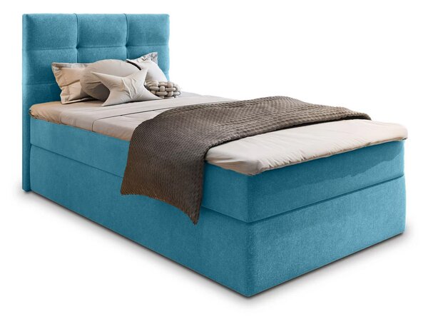 Oblazinjena postelja boxspring GLORIEN VELVET 90x200 cm modra Vzmetnica: Vzmetnica Bonell