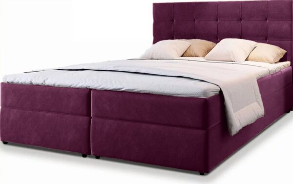 Oblazinjena postelja boxspring GLORIEN 140x200 cm vijolična Vzmetnica: Vzmetnica Bonell