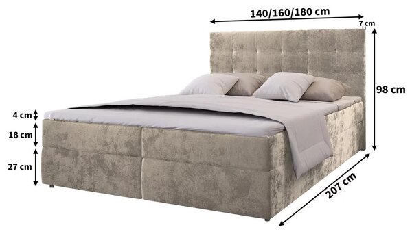 Oblazinjena postelja boxspring GLORIEN VELVET 180x200 cm roza Vzmetnica: Vzmetnica Bonell