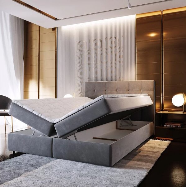 Oblazinjena postelja boxspring GLORIEN 140x200 cm vijolična Vzmetnica: Vzmetnica Bonell