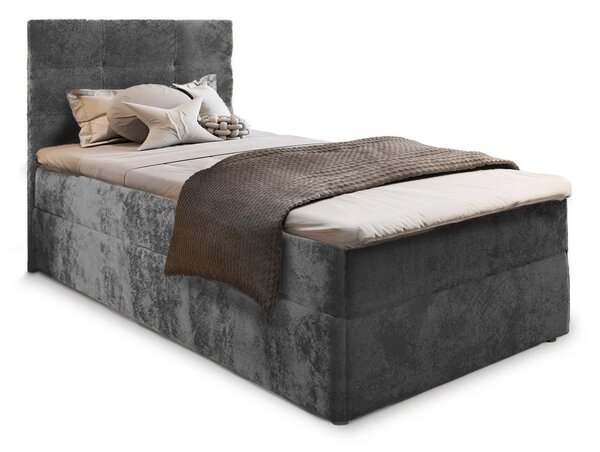 Oblazinjena postelja boxspring GLORIEN VELVET 80x200 cm siva Vzmetnica: Vzmetnica Bonell