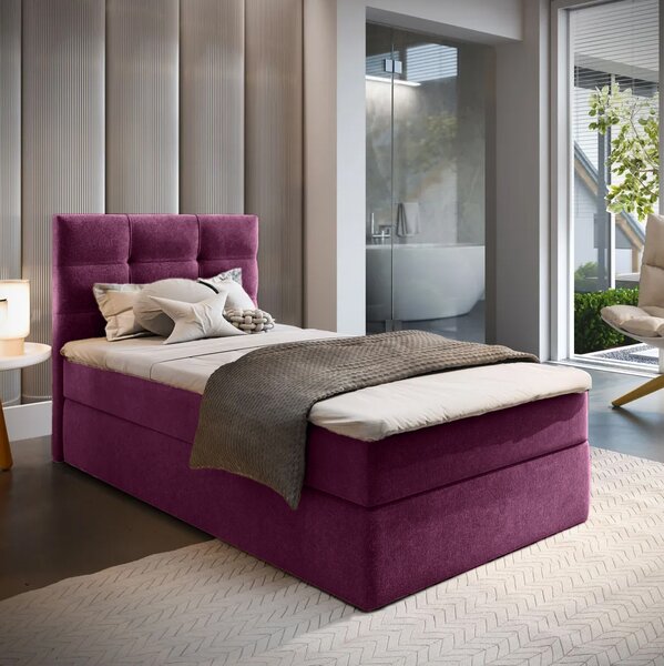 Oblazinjena postelja boxspring GLORIEN 80x200 cm vijolična Vzmetnica: Vzmetnica Bonell
