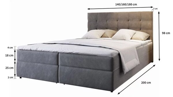 Oblazinjena postelja boxspring GLORIEN 140x200 cm vijolična Vzmetnica: Vzmetnica Bonell
