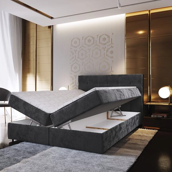 Oblazinjena postelja boxspring GLORIEN VELVET 180x200 cm roza Vzmetnica: Vzmetnica Bonell