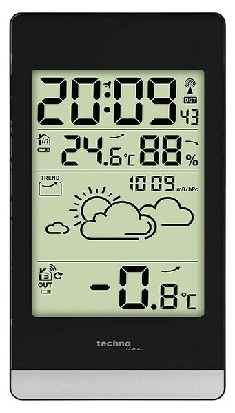 Technoline Vremenska postaja WS 9132 (Digitalni zaslon, Na baterije, Črna, 4 x 2,7 x 10,4 cm)