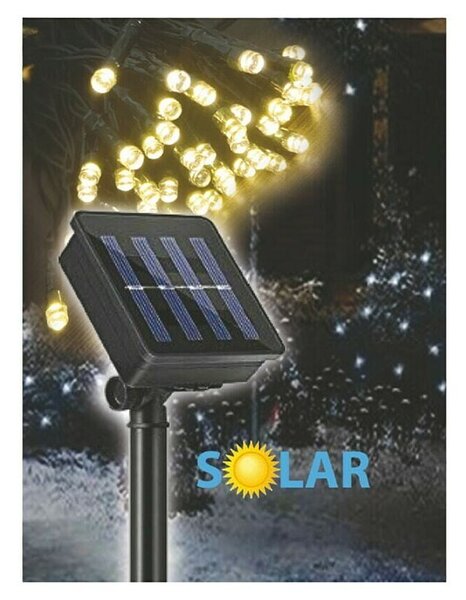 Unicom LED svetlobna veriga (Za zunanjo uporabo, Barva svetlobe: Hladno bela, Število svetlobnih elementov: 100 kos, Na sončno energijo)