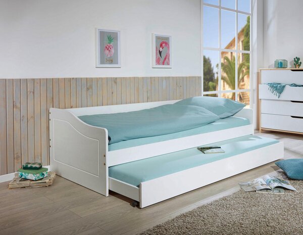 RAZTEGLJIVA POSTELJA 90 cm x 200 cm , bela