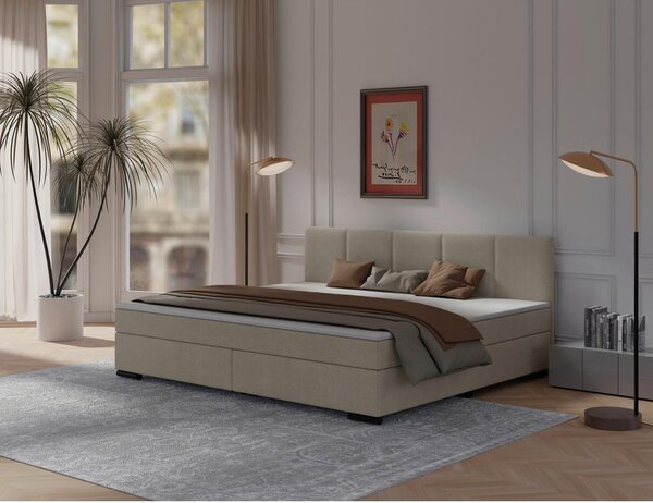 POSTELJA BOXSPRING 200 cm x 240 cm , les, tekstil, karton bež