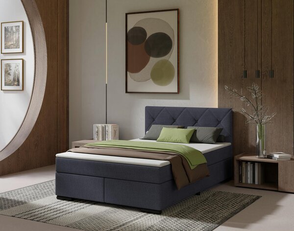 POSTELJA BOXSPRING 140 cm x 200 cm , les, tekstil, karton antracit