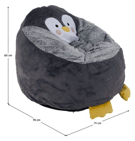 KONDELA Vreča za sedenje pingvin, siva, PINGO