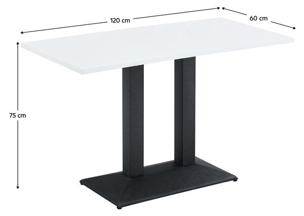 KONDELA Jedilna bistro miza, bela/črna, 120x60 cm, RINALDO TYP 2