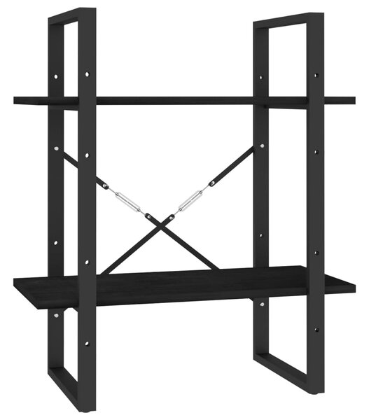 VidaXL Knjižna omara 2-nadstropna črna 60x30x70 cm trdna borovina