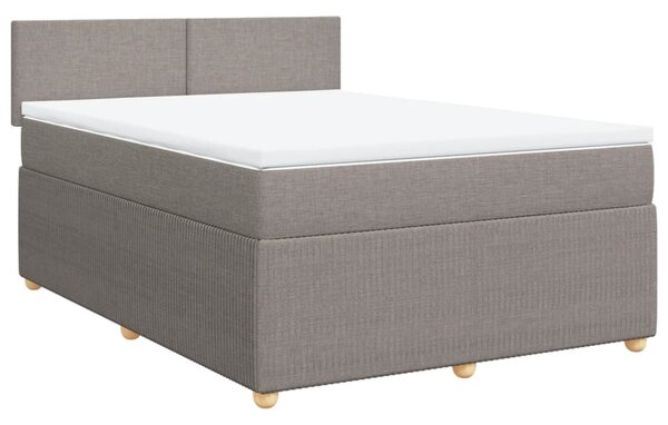 VidaXL Box spring postelja z vzmetnico taupe 140x190 cm blago