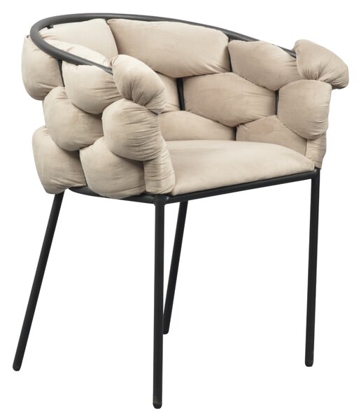 KONDELA Jedilniški stol, sivo-rjava Taupe tkanina Velvet/črna, DOROTA
