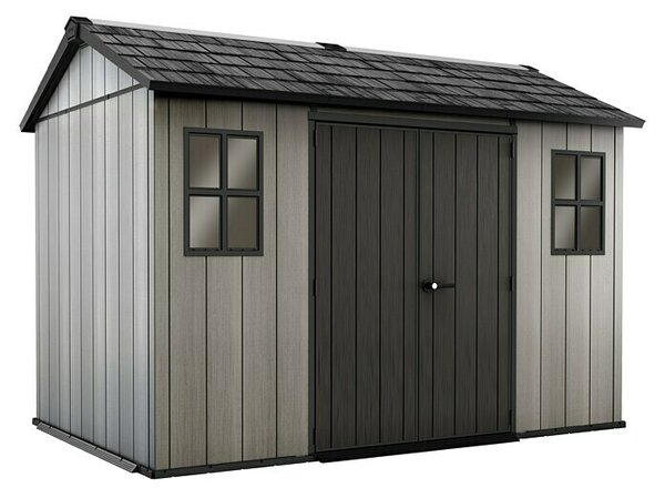 Keter Vrtna hiška Oakland 1175 (Zunanje dimenzije vključno s strešnim previsom (Š x G): 350 x 229 cm, Plastika, Antracitne barve/sive barve, 7,2 m²)