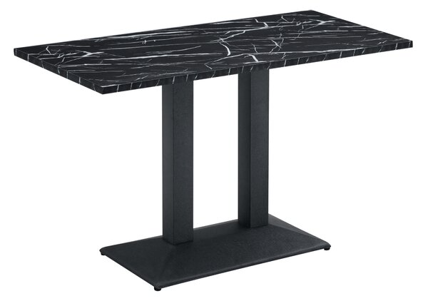 KONDELA Jedilna bistro miza, marmorno črna/črna, 120x60 cm, RINALDO TYP 2