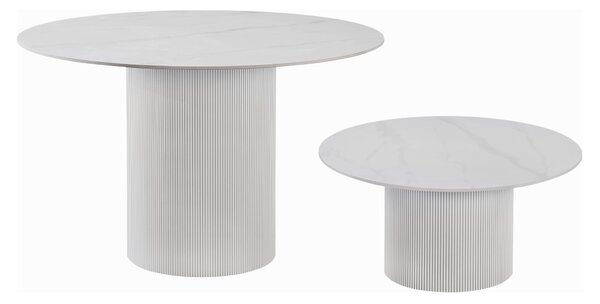 KONDELA Klubska mizica, beli marmor/MDF, premer 80 cm, MAHIR TYP 1