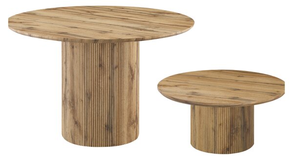 KONDELA Klubska mizica, hrast, premer 80 cm, MAHIR TYP 2