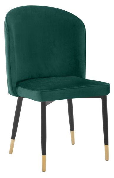KONDELA Jedilni stol, zelena tkanina Velvet/črna, UDAJA