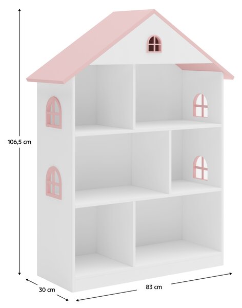 KONDELA Otroška knjižna omara, bela/roza, MAISON TYP 1