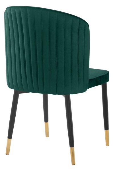 KONDELA Jedilni stol, zelena tkanina Velvet/črna, UDAJA