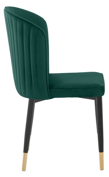 KONDELA Jedilni stol, zelena tkanina Velvet/črna, UDAJA