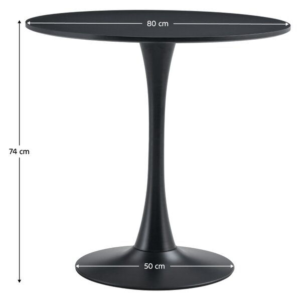 KONDELA Jedilna miza, črna, premer 80 cm, REVENTON NEW
