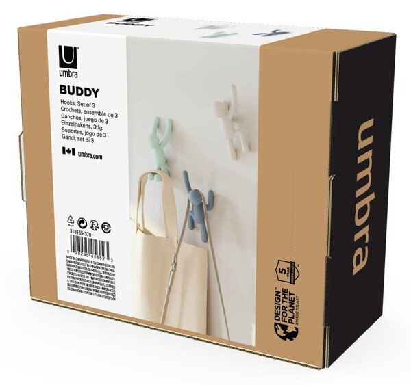 Stenski plastični obešalniki v kompletu 3 kos Buddy - Umbra