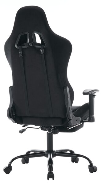 KONDELA Pisarniški/igričarski stol, črna tkanina Velvet, nosilnost 150 kg, SALOP