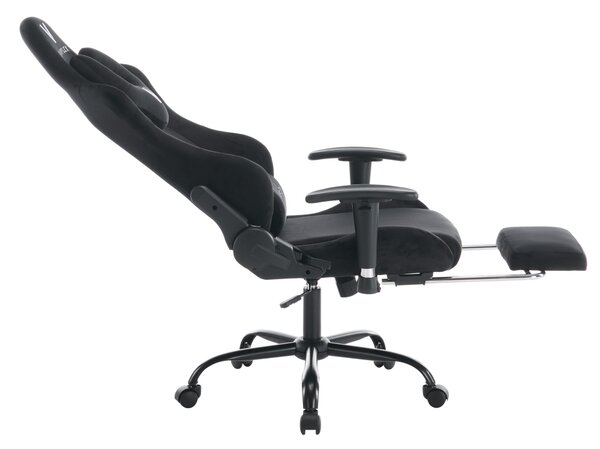 KONDELA Pisarniški/igričarski stol, črna tkanina Velvet, nosilnost 150 kg, SALOP