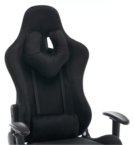KONDELA Pisarniški/igričarski stol, črna tkanina Velvet, nosilnost 150 kg, SALOP