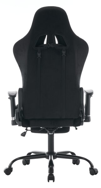 KONDELA Pisarniški/igričarski stol, črna tkanina Velvet, nosilnost 150 kg, SALOP