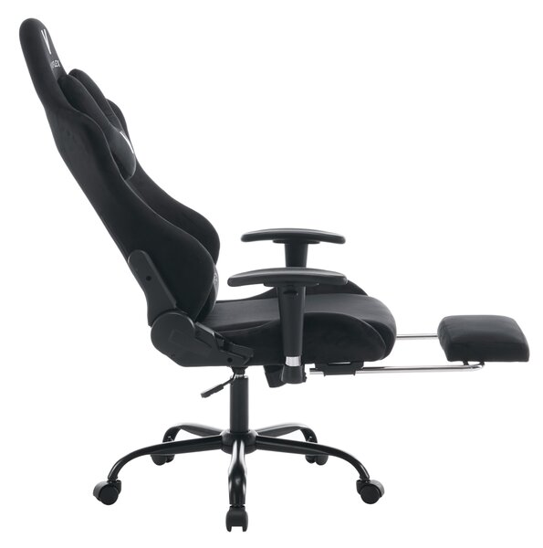 KONDELA Pisarniški/igričarski stol, črna tkanina Velvet, nosilnost 150 kg, SALOP
