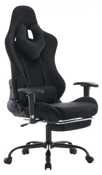 KONDELA Pisarniški/igričarski stol, črna tkanina Velvet, nosilnost 150 kg, SALOP