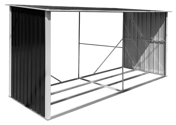 KONDELA Lopa za drva, antracit/bela, 377,5x121x194 cm, DARYL TYP 4