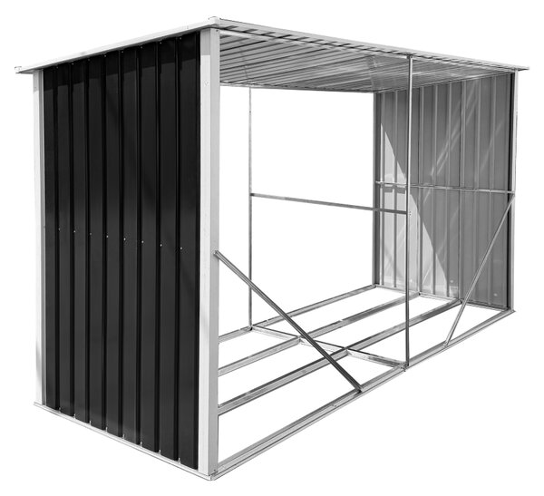 KONDELA Lopa za drva, antracit/bela, 377,5x121x194 cm, DARYL TYP 4