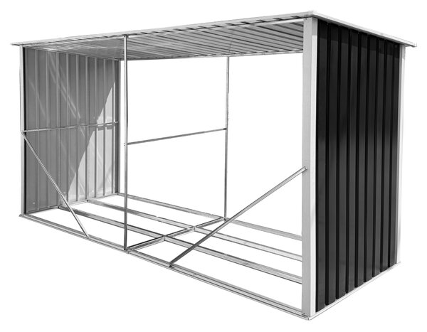 KONDELA Lopa za drva, antracit/bela, 377,5x121x194 cm, DARYL TYP 4