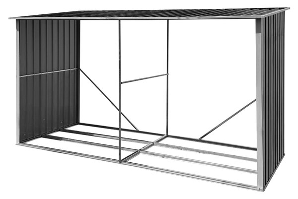 KONDELA Lopa za drva, antracit/bela, 377,5x121x194 cm, DARYL TYP 4