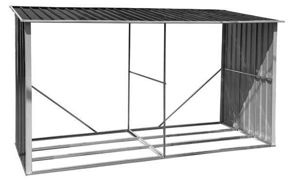 KONDELA Lopa za drva, antracit/bela, 377,5x121x194 cm, DARYL TYP 4