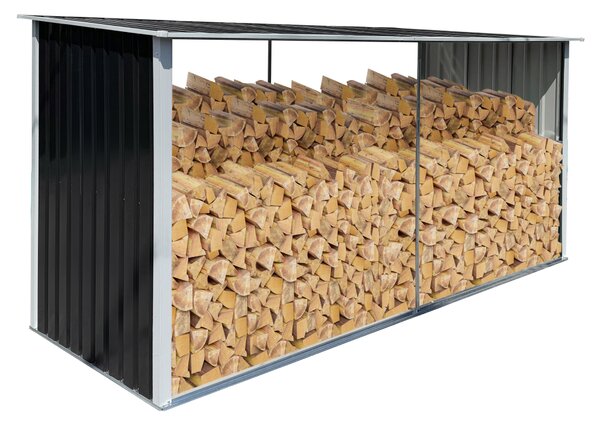 KONDELA Lopa za drva, antracit/bela, 377,5x121x194 cm, DARYL TYP 4