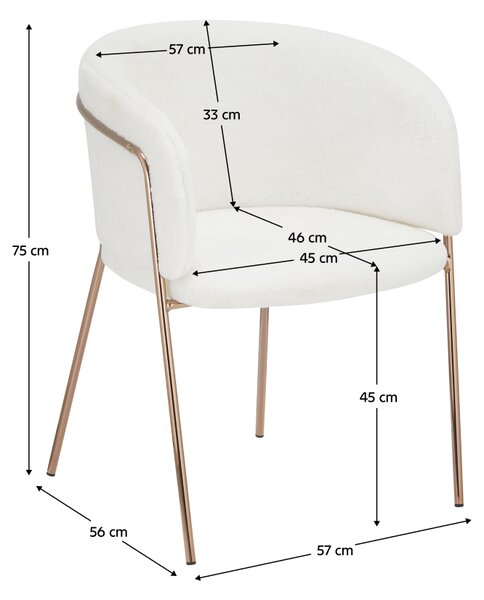 KONDELA Dizajnerski jedilni stol, bela Ivory/rose gold krom roza, ADIMAR