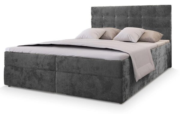 Oblazinjena postelja boxspring GLORIEN VELVET 140x200 cm siva Vzmetnica: Vzmetnica Bonell