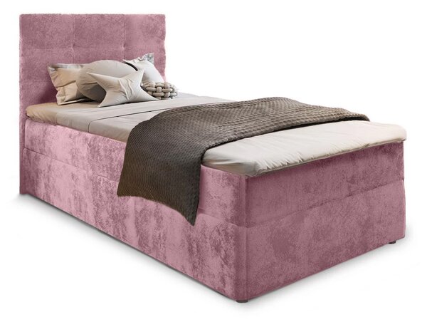 Oblazinjena postelja boxspring GLORIEN VELVET 90x200 cm roza Vzmetnica: Vzmetnica Bonell